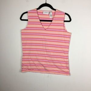 Liz Claiborne Lizsport Pink Striped Top